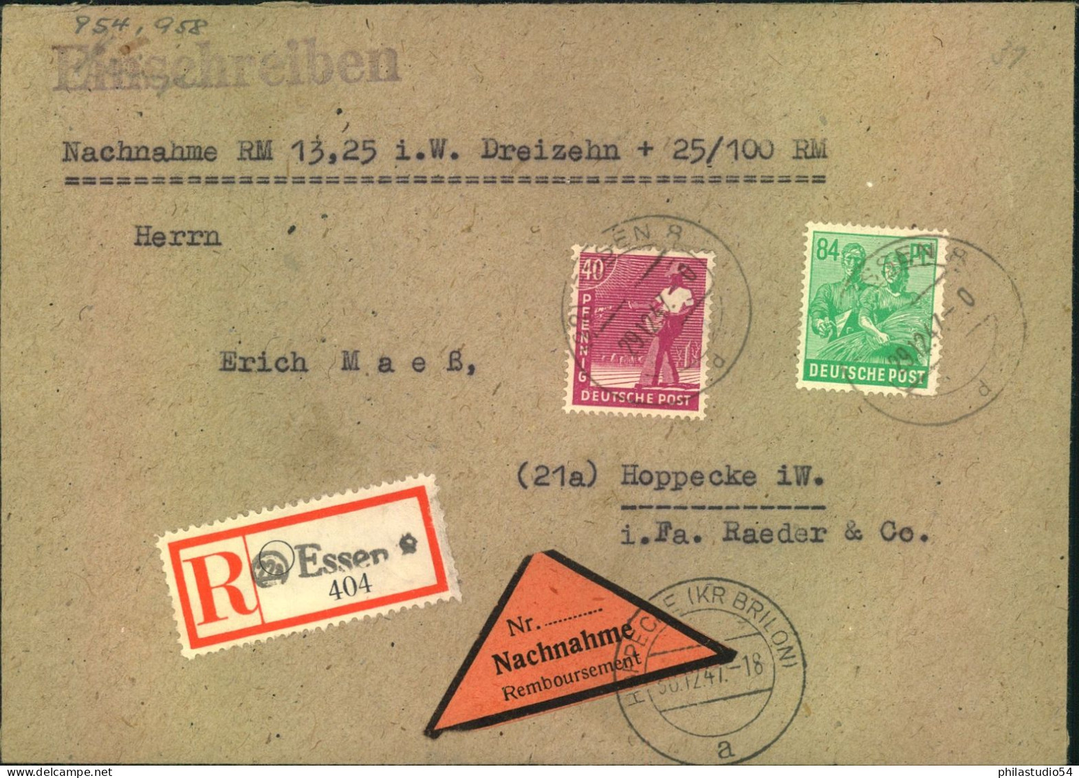 1947, Einschreiben/Nachnahme Ab Essen- - Cartas & Documentos