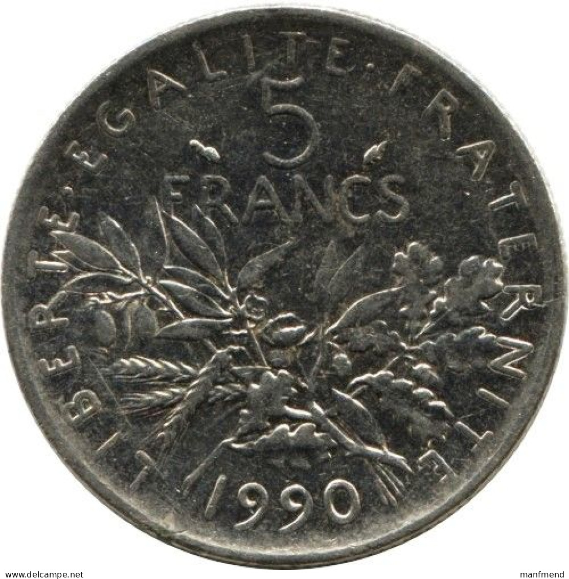 France - 1990 - KM 926a - 5 Francs - XF - 5 Francs