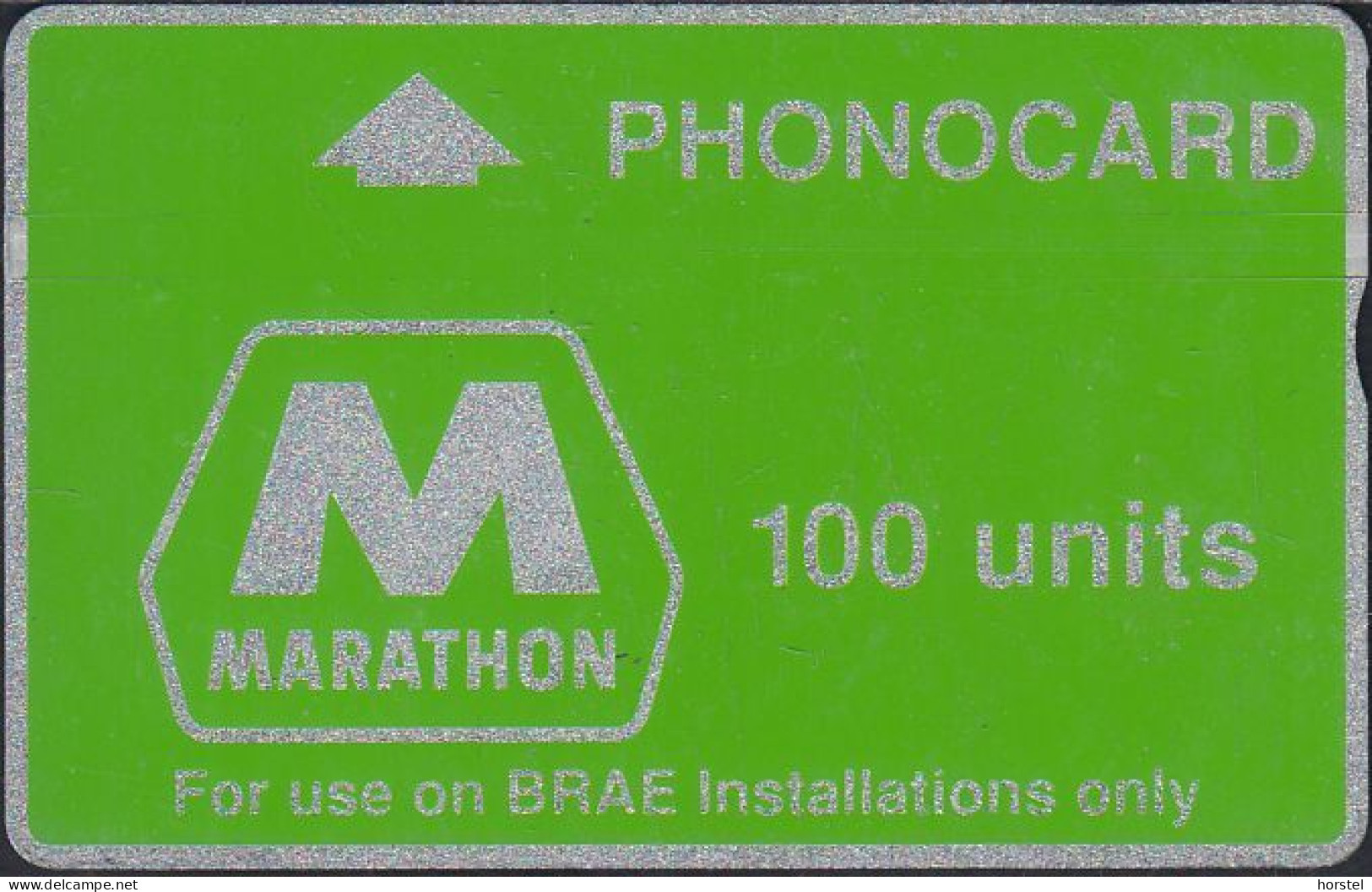 UK - CUR004B L&G Marathon PHONECARD Oil (Green Band - Notched) 100 Units - 205A - Plateformes Pétrolières