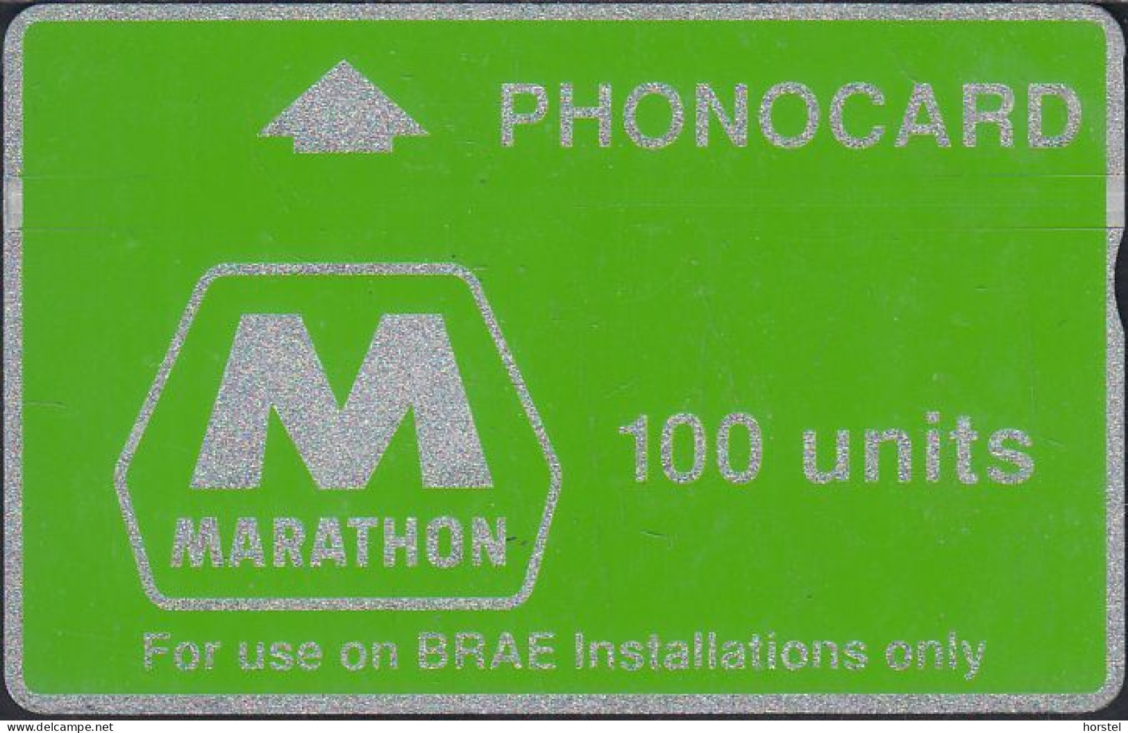 UK - CUR004B L&G Marathon PHONECARD Oil (Green Band - Notched) 100 Units - 148A - Boorplatformen