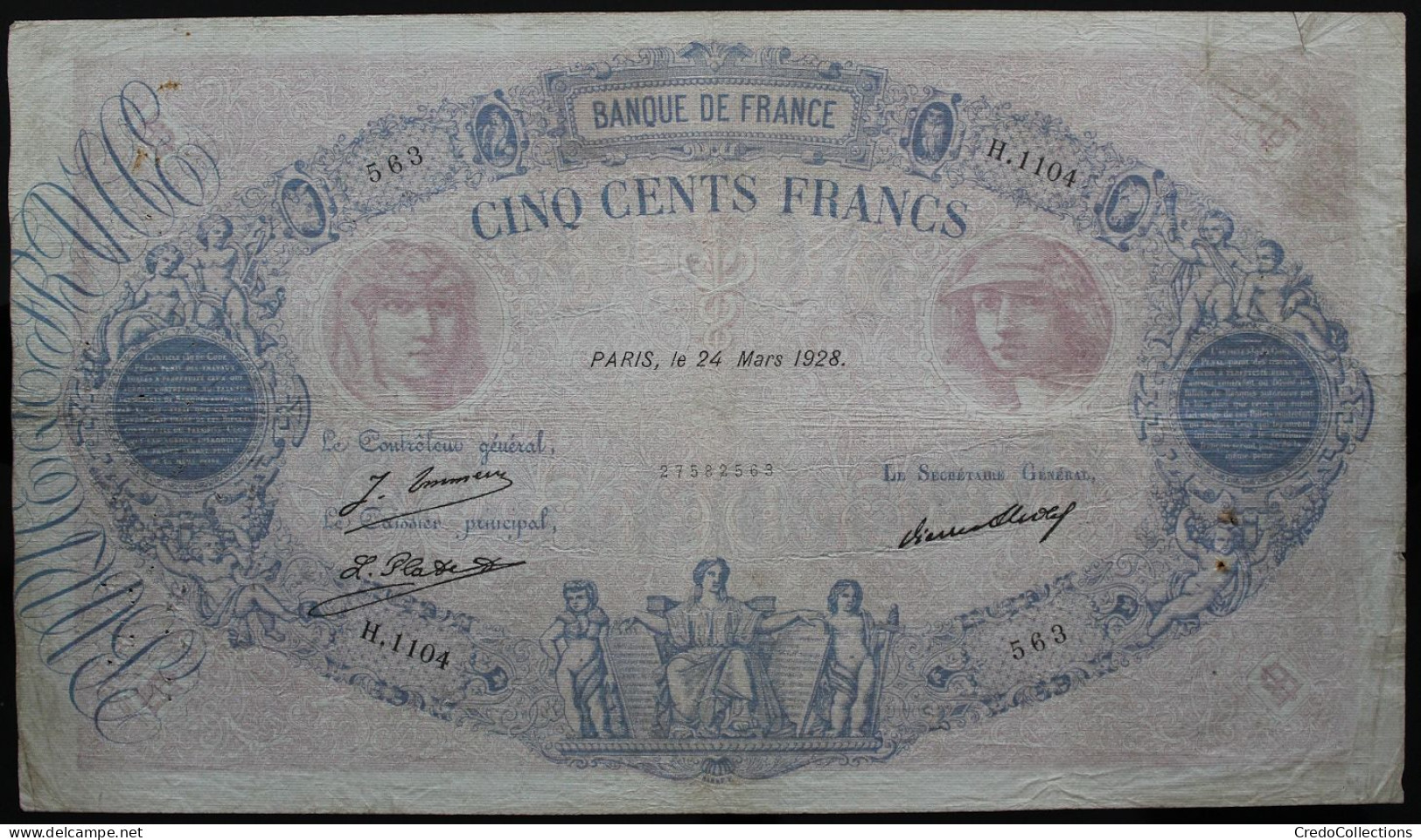 France - 500 Francs - 24-3-1928 - PICK 66k / F30.31 - TB - 500 F 1888-1940 ''Bleu Et Rose''