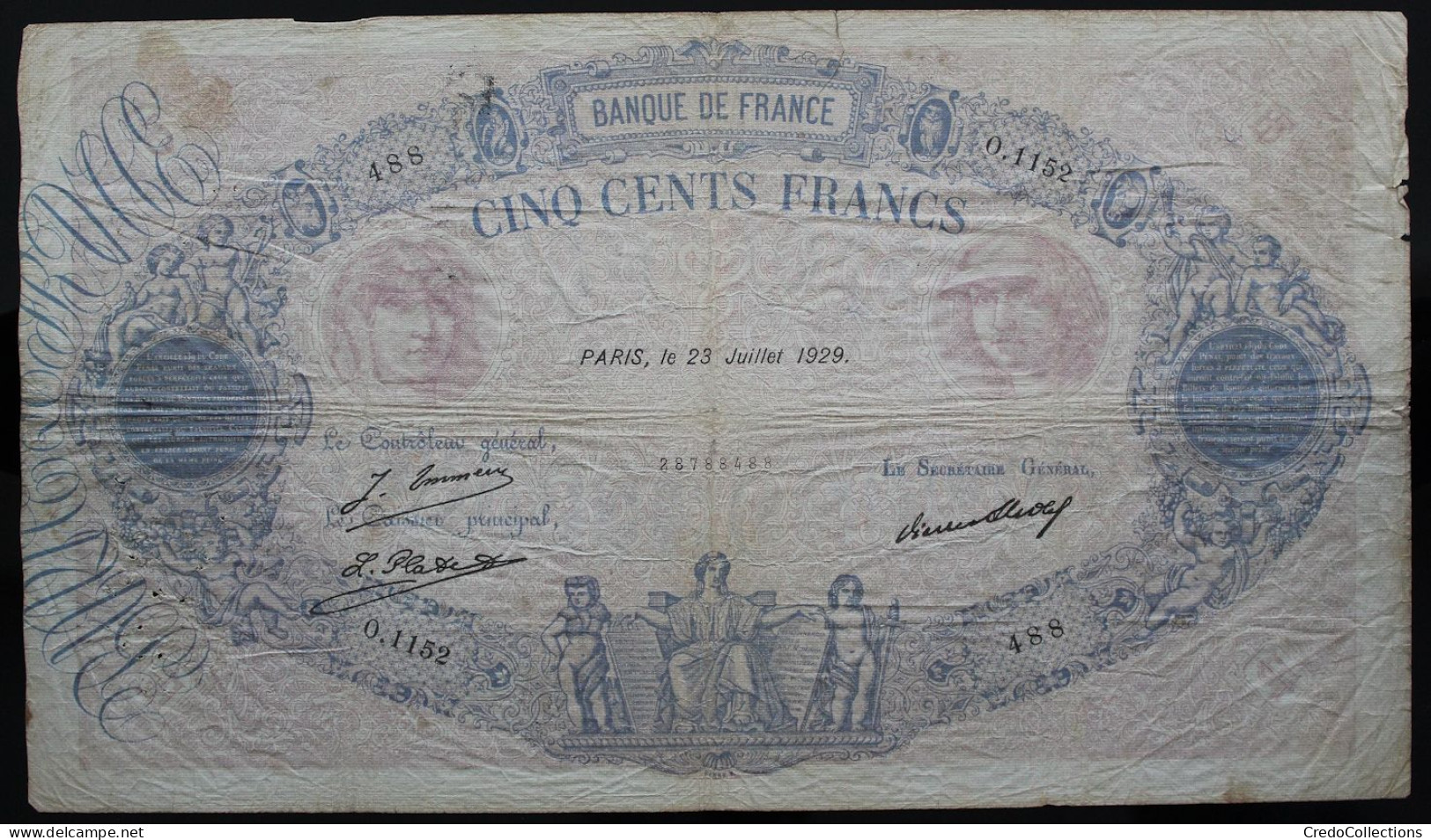 France - 500 Francs - 23-7-1929 - PICK 66k / F30.32 - B+ - 500 F 1888-1940 ''Bleu Et Rose''