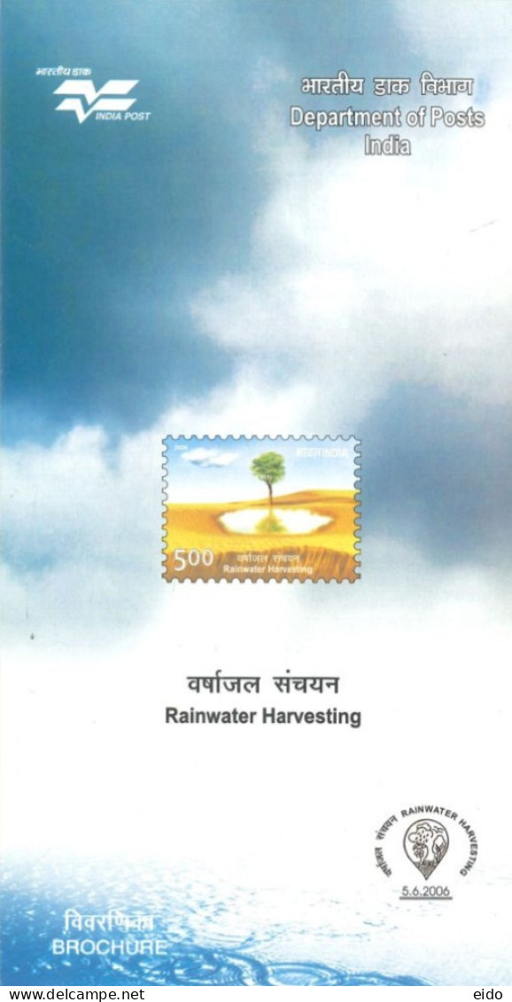 INDIA - 2006 - BROCHURE OF RAINWATER HARVESTING STAMP DESCRIPTION AND TECHNICAL DATA. - Cartas & Documentos