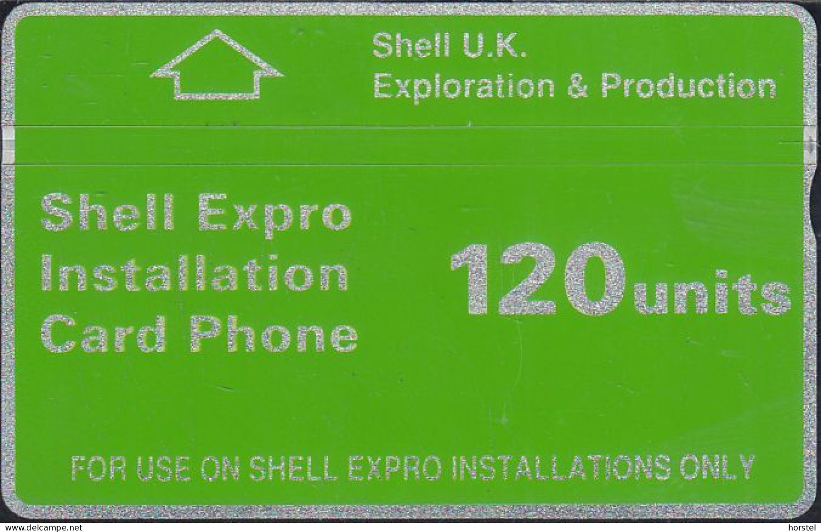 UK - CUR002 Shell Expro CARD PHONE (Green Band - Notched) 120 Units - 128A - Boorplatformen