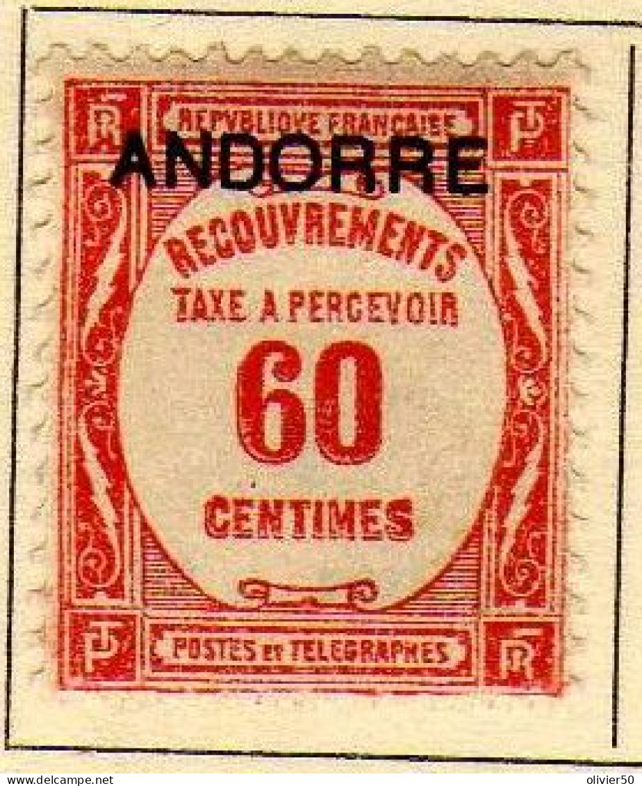 Andorre Francaise  -(1931-32) - Timbre-Taxe   60 C. Neufs*   - MH - Unused Stamps