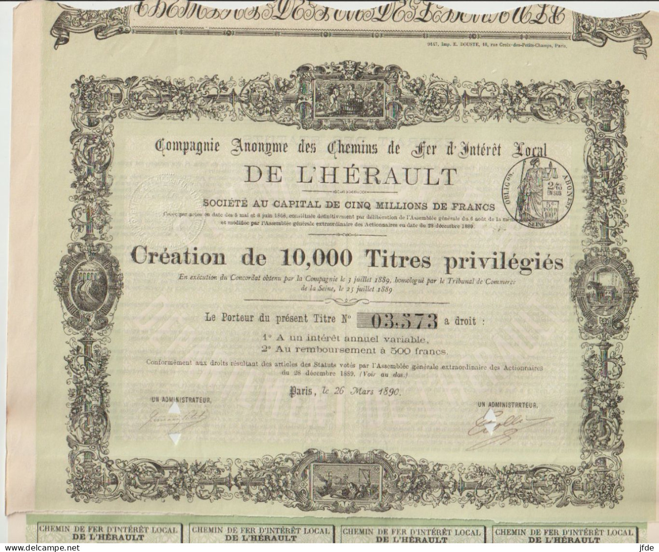 CHEMINS De FER De L'HERAULT Décoré 1890 - Chemin De Fer & Tramway