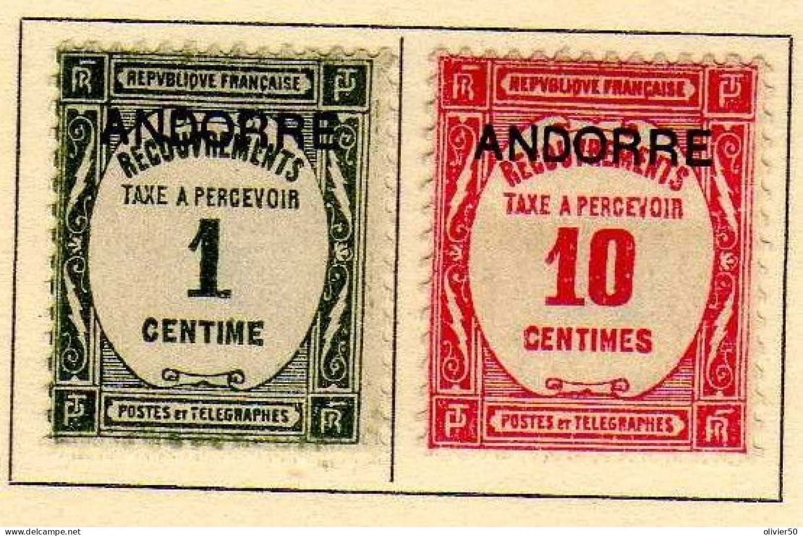 Andorre Francaise  -(1931-32) - Timbre-Taxe   1 C. Et 10 C. . Neufs*   - MH - Unused Stamps
