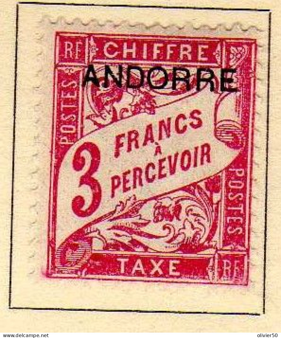 Andorre Francaise  -(1931-32) - Timbre-Taxe   3 F.  . Neuf*   - MH - Unused Stamps