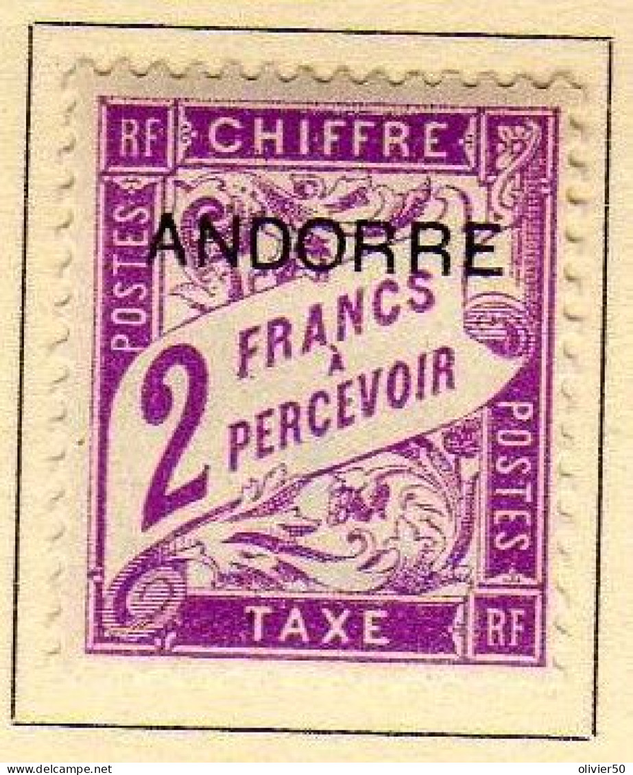 Andorre Francaise  -(1931-32) - Timbre-Taxe   2 F.  . Neuf*   - MH - Ungebraucht