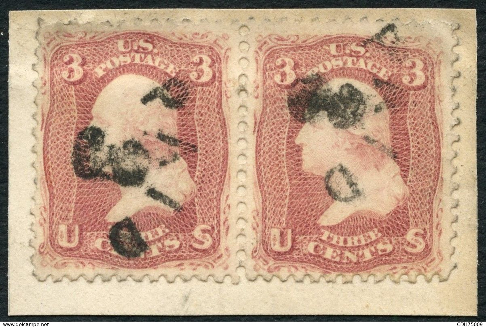 ETATS UNIS - YVERT 19X2 OBLITERES PAID 3 SUR FRAGMENT - Used Stamps