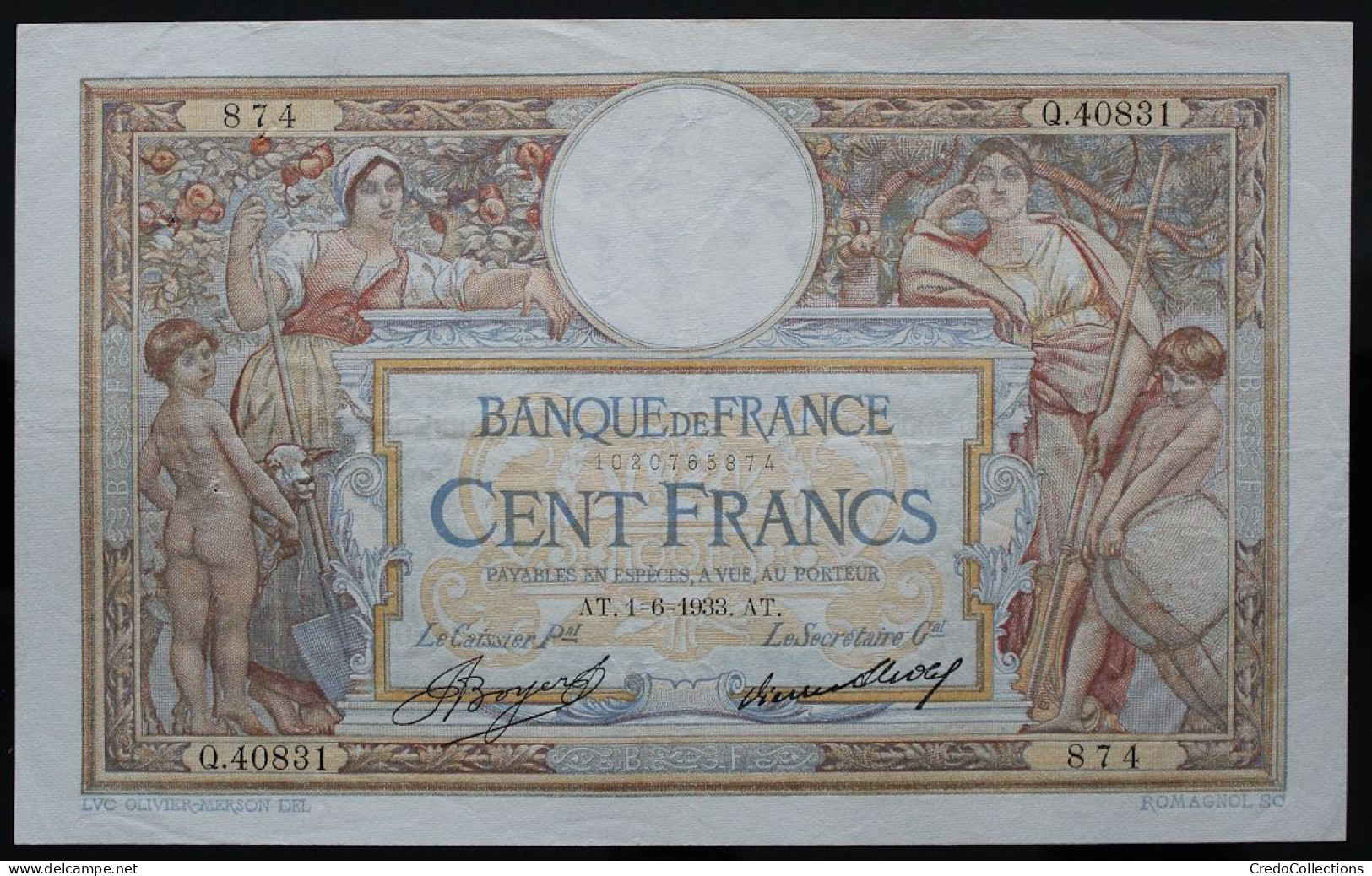 France - 100 Francs - 1-6-1933 - PICK 78c / F24.12 - SUP - 100 F 1908-1939 ''Luc Olivier Merson''