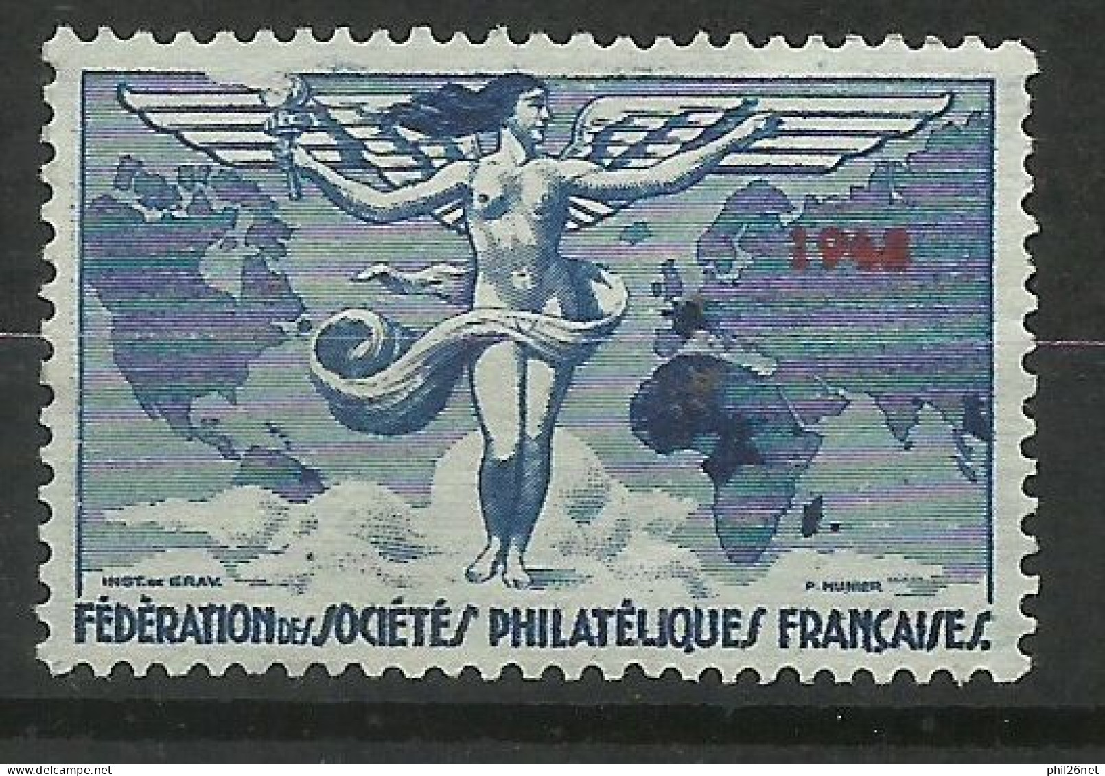 France Vignette Illustrée Sociétés Philatéliques Françaises1948 -voir La Carte !- Neuf  (* ) B/TB Voir Scans Soldé ! ! ! - Unused Stamps