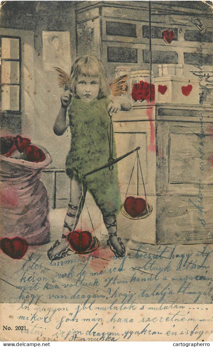 Holiday Postcard Austria Child And Angel Valentines - San Valentino