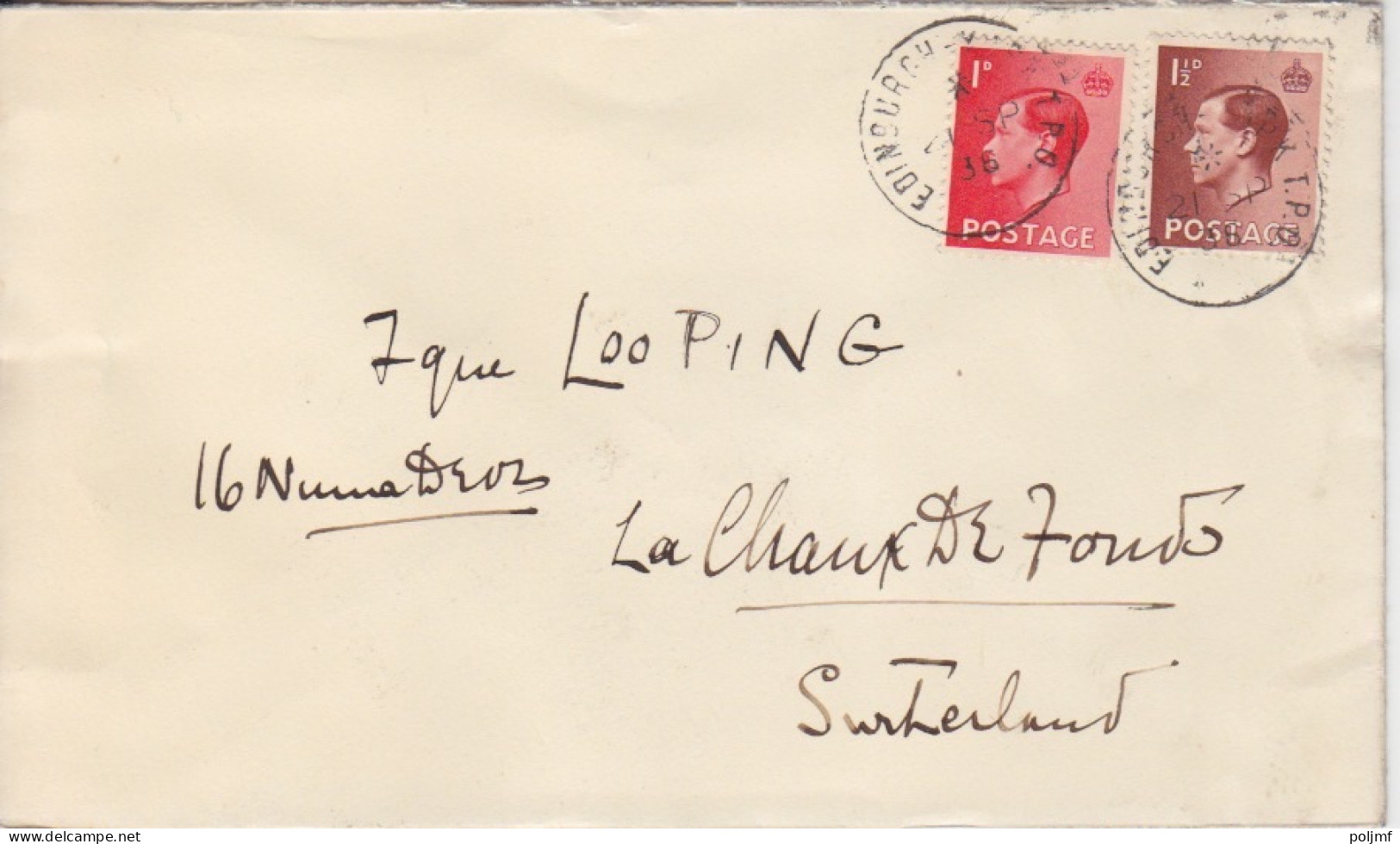 Lettre Obl. Edinburgh Le 21 SP 36 Sur N° 206, 207  Pour La Suisse - Storia Postale