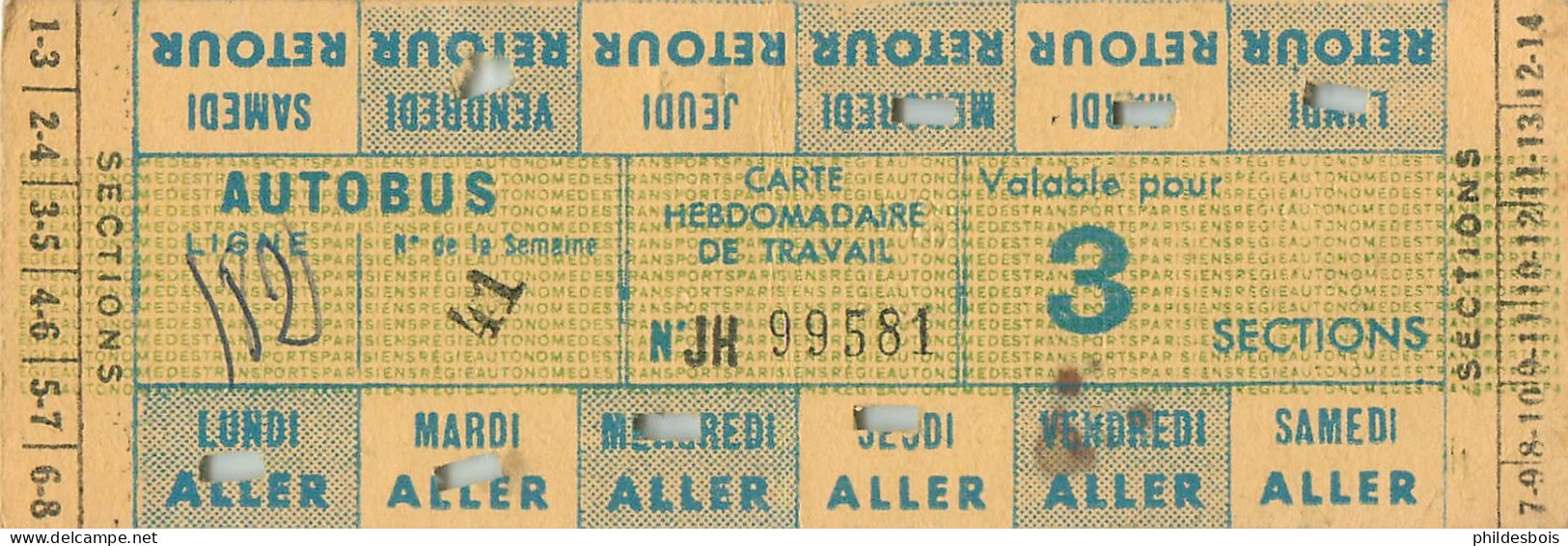 CARTE HEBDOMADAIRE  Autobus - Europe