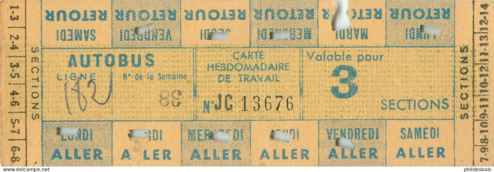 CARTE HEBDOMADAIRE  Autobus - Europa