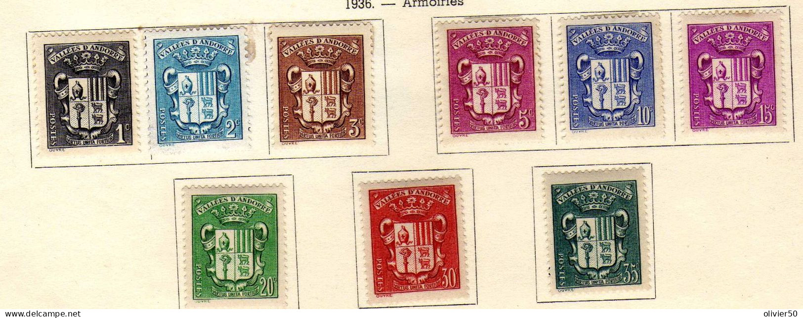 Andorre Francaise  -(1937-38) -  - Armoiries Des Vallees - Neufs* - MLH/MH - Nuovi