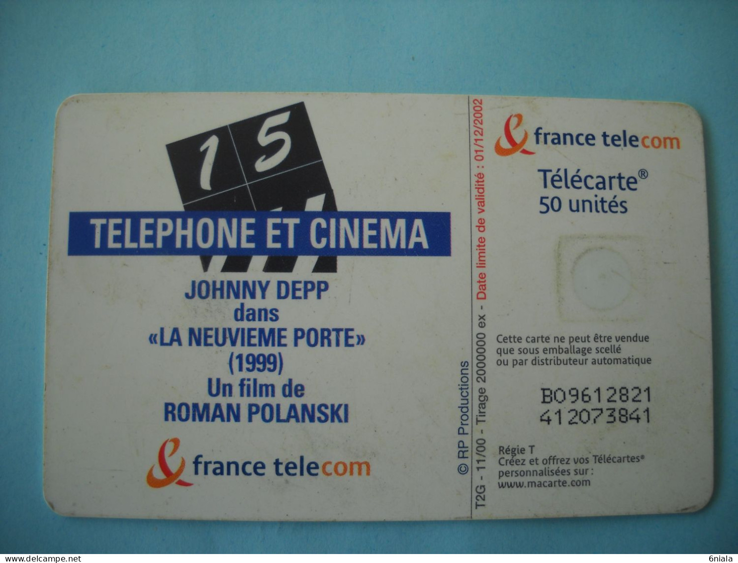 7631  CINEMA  JOHNNY DEPP NEUVIEME PORTE  POLANSKI Télécarte Collection  ( 2 Scans)  Carte Téléphonique - Cine