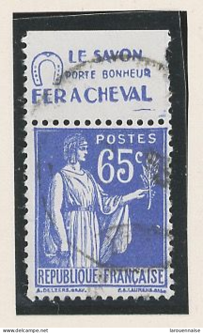 BANDE PUB -N°365- 65c BLEU TYPE PAIX- Obl-PUB  FER A CHEVAL  - (MAURY 245) - - Used Stamps