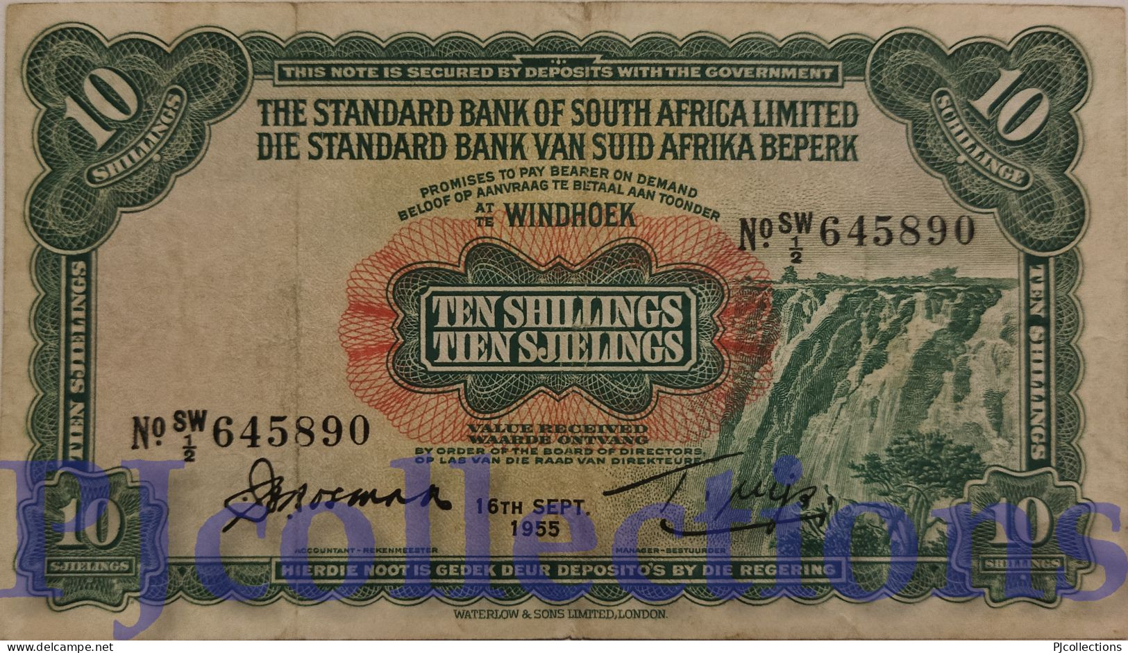 SOUTH WEST AFRICA 10 SHILLINGS 1955 PICK 10 VF RARE - Afrique Du Sud