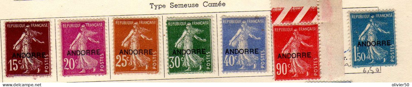 Andorre Francaise  -(1931) -  Timbres De France - Semeuse Sur Fond Plein  Surcharges - - Neufs* - MLH/MH - Nuovi