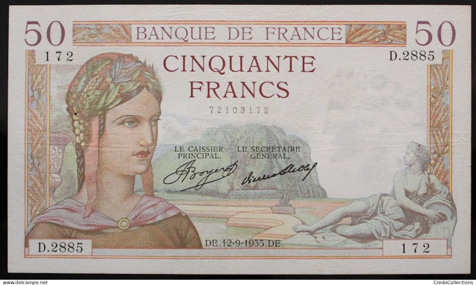 France - 50 Francs - 12-9-1935- PICK 81.15 / F17.16 - TTB+ - 50 F 1934-1940 ''Cérès''