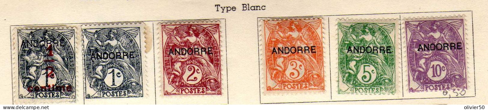 Andorre Francaise  -(1931) -  Timbres De France -  Type Blanc -  Surcharges - - Neufs* - MLH/MH - Ungebraucht