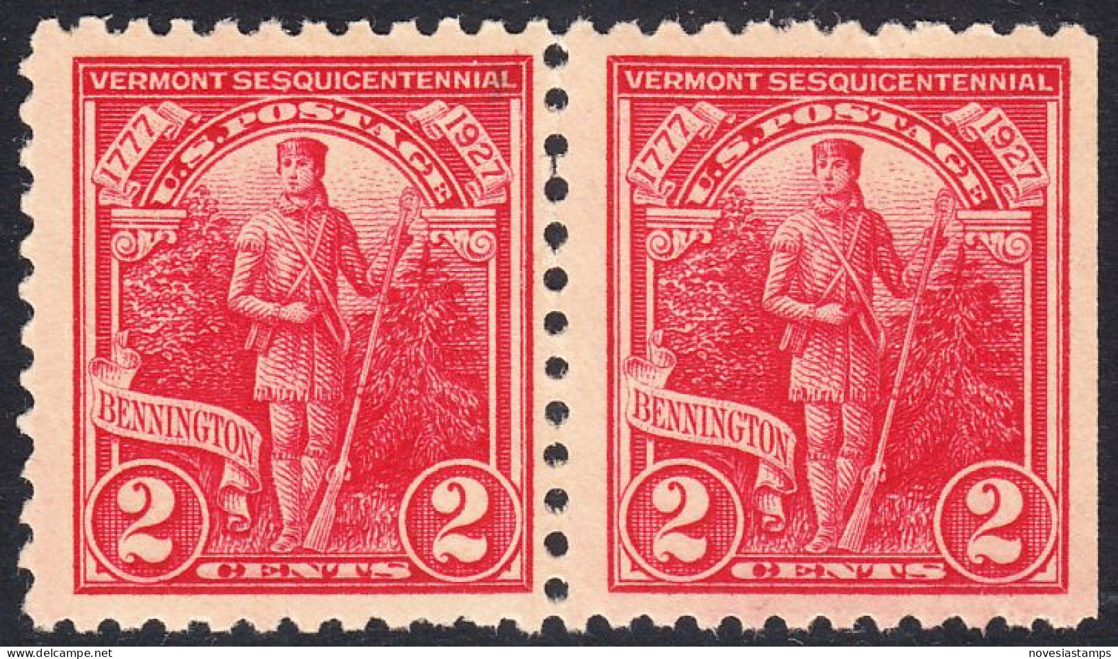 !a! USA Sc# 0643 MNH Horiz.PAIR (right Side Cut / A1) - Vermont Sesquicentennial - Neufs