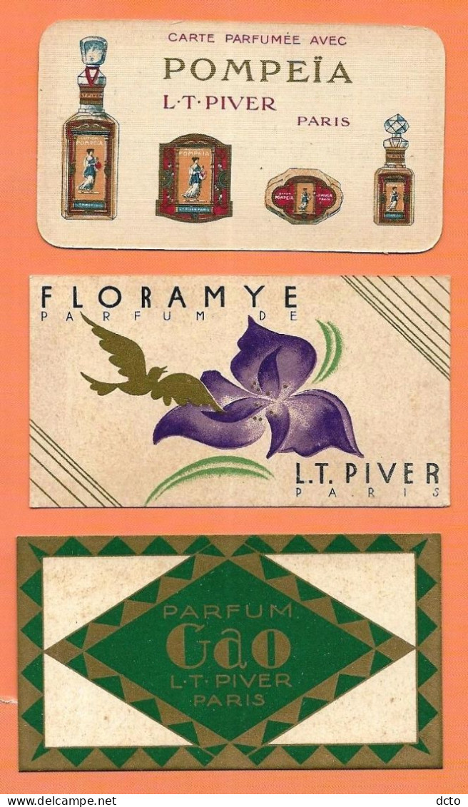 Carte Parfumée X 3 De L.T. PIVER  Pompeïa 1929, Floramye 1931-1932,  Gao 1931, Verso Calendrier, TBE - Non Classés