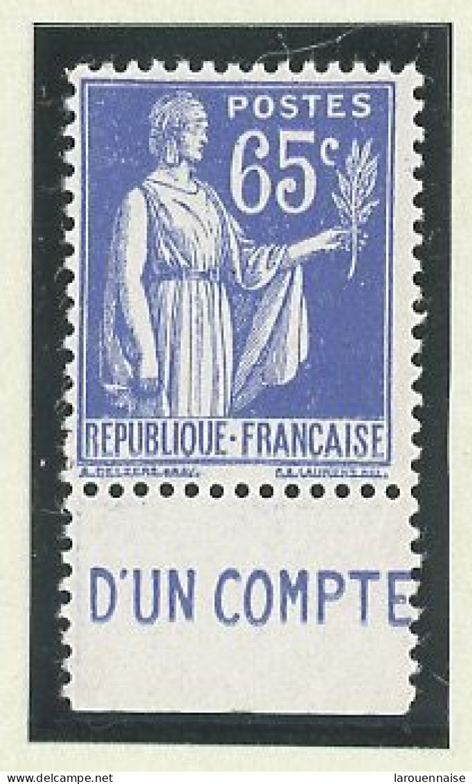 BANDE PUB -N°365- 65c BLEU TYPE PAIX-N**-PUB  C C P   - (MAURY 244) - - Unused Stamps