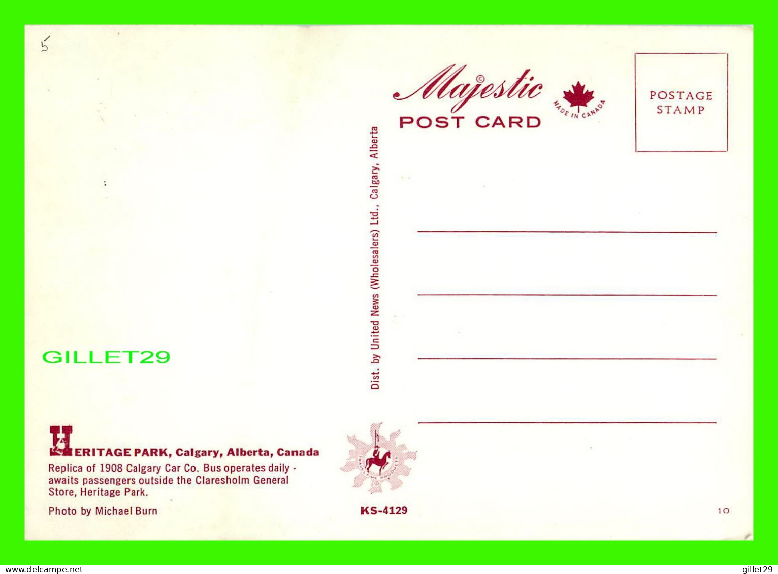 CALGARY, ALBERTA - CLARESHOLM GENERAL STORE AND 1908 BUS - HERITAGE PARL - MAJESTIC POST CARD - - Calgary