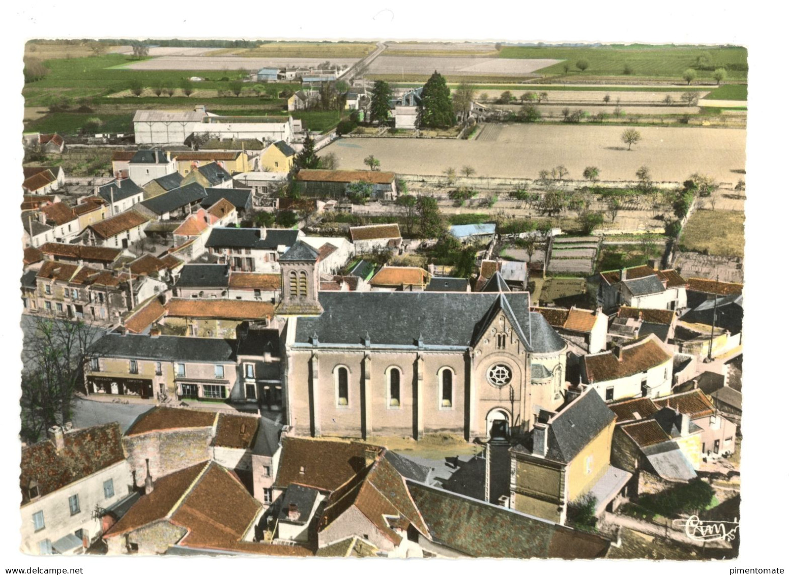 SAINT GERVAIS VUE GENERALE AERIENNE PLACE EGLISE 1965 - Saint Gervais Les Trois Clochers