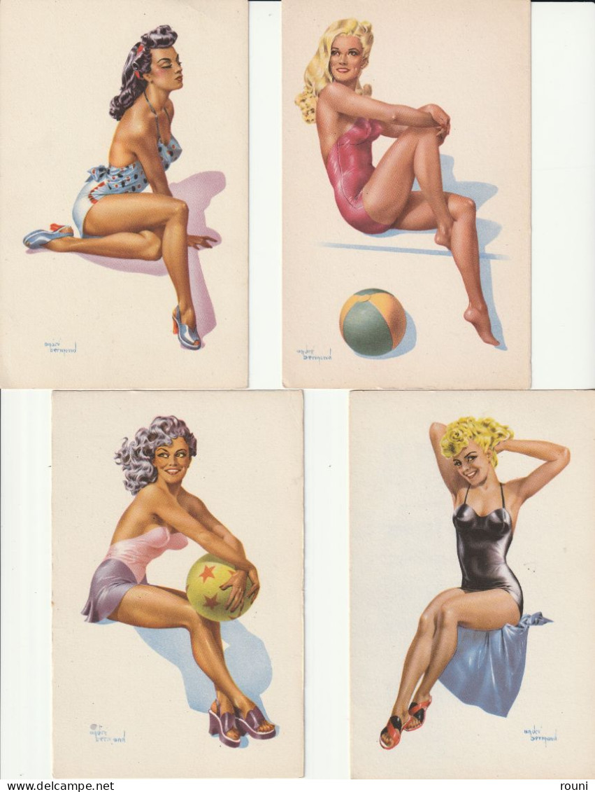 PIN UP EN MAILLOT DE BAIN - Illustrateur ANDRE BERMOND (lot De 4 CPA) - Bermond