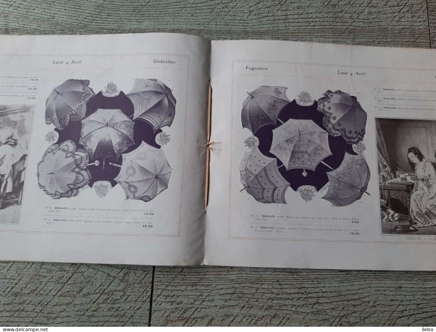 catalogue ancien carnet d'artiste soiries du XVIIIe  magasins de nouveautés pygmalion dentelle mode 1910