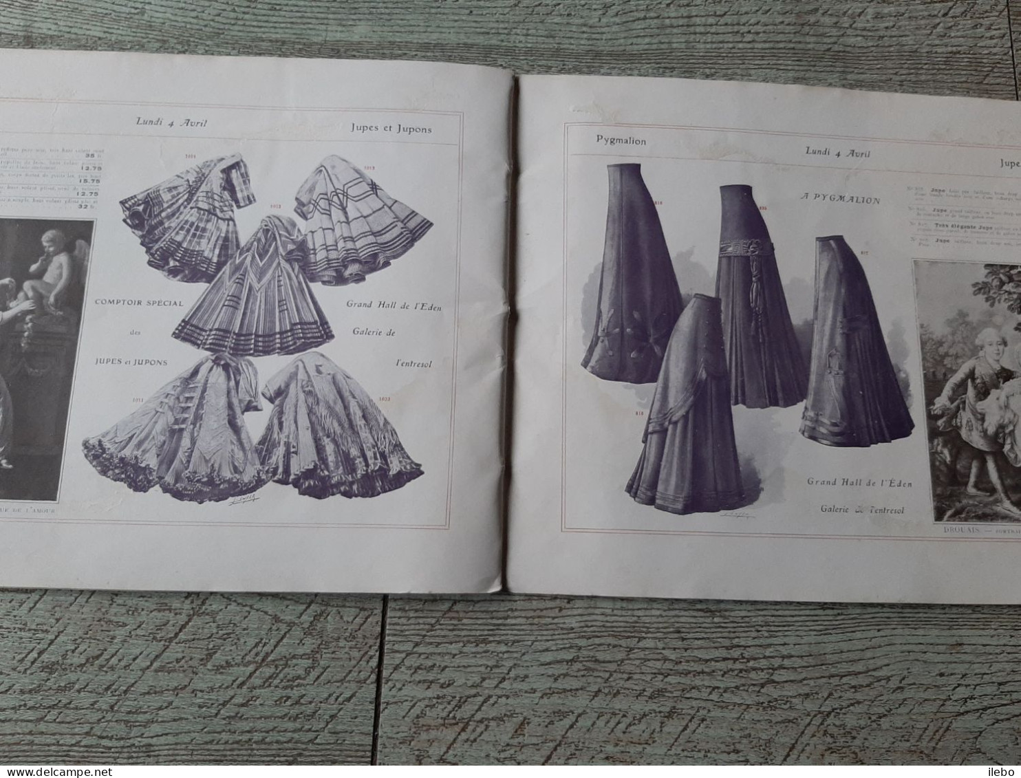 catalogue ancien carnet d'artiste soiries du XVIIIe  magasins de nouveautés pygmalion dentelle mode 1910