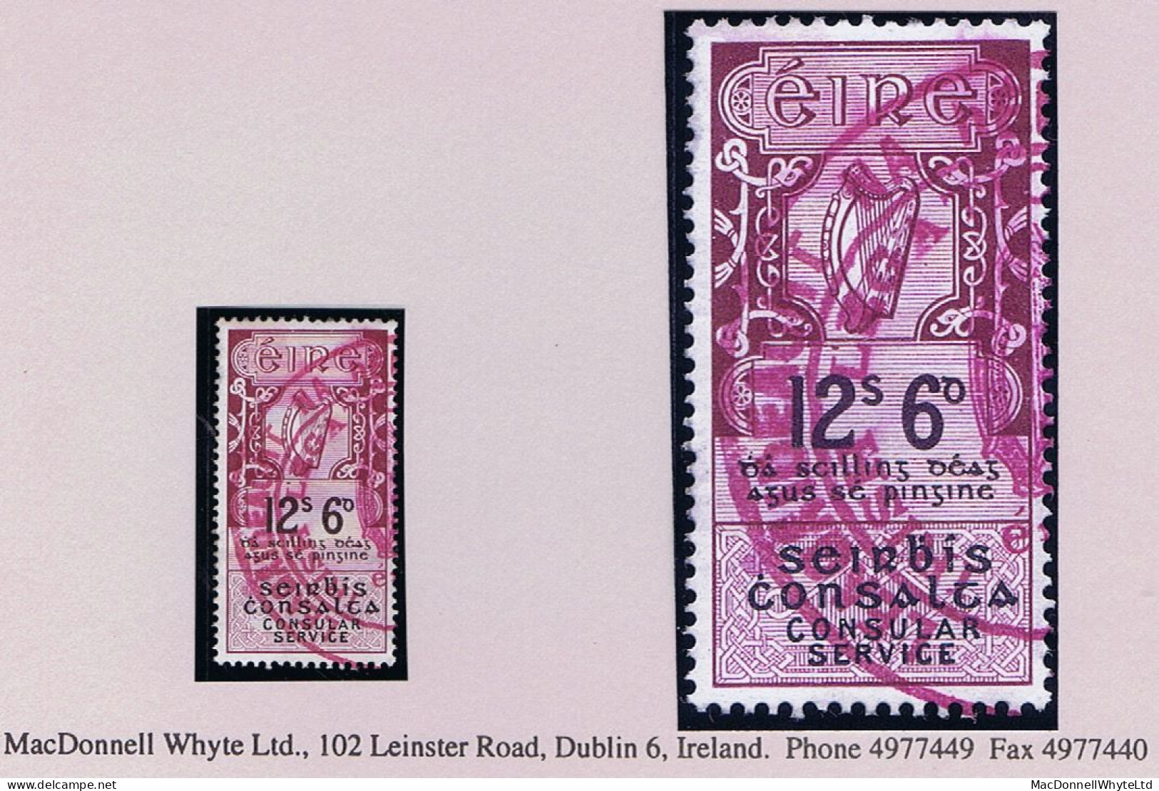 Ireland Revenues Consular Service 1931 SE Harp Keytype 12s6d SEIRBHIS CHONSALTA Used Irish Legation Seal - Other & Unclassified