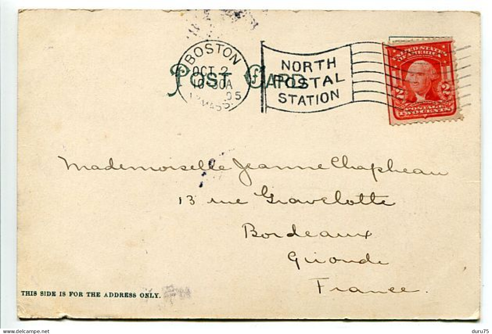 ETATS UNIS U.S.A. * LAKE WAUKEWAN From MEREDITH NECK * Dos Simple * Cachet Postal Boston 1905 - Autres & Non Classés