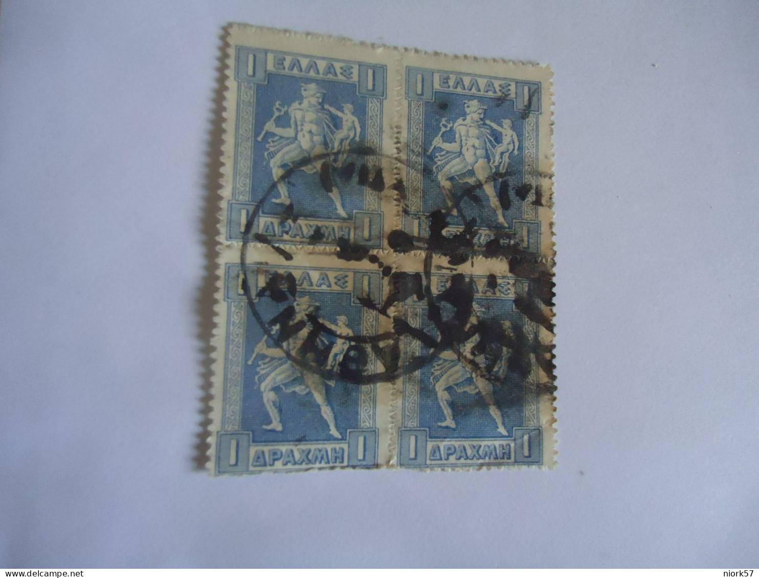 GREECE USED STAMPS 1927   BLOCK OF 4 POSTMARK  ΑΘΗΝΑΙ - Gebraucht