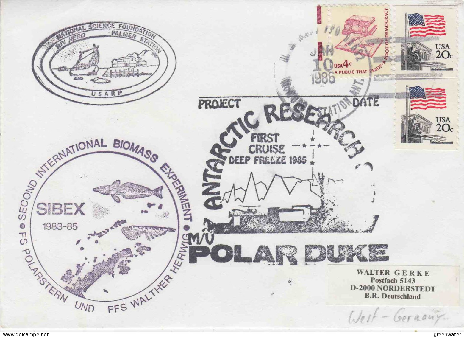 USA   MS Walter Herwig / Polar Duke  Sibex Ca McMurdo  JAN 10 1986 (NE161C) - Navires & Brise-glace