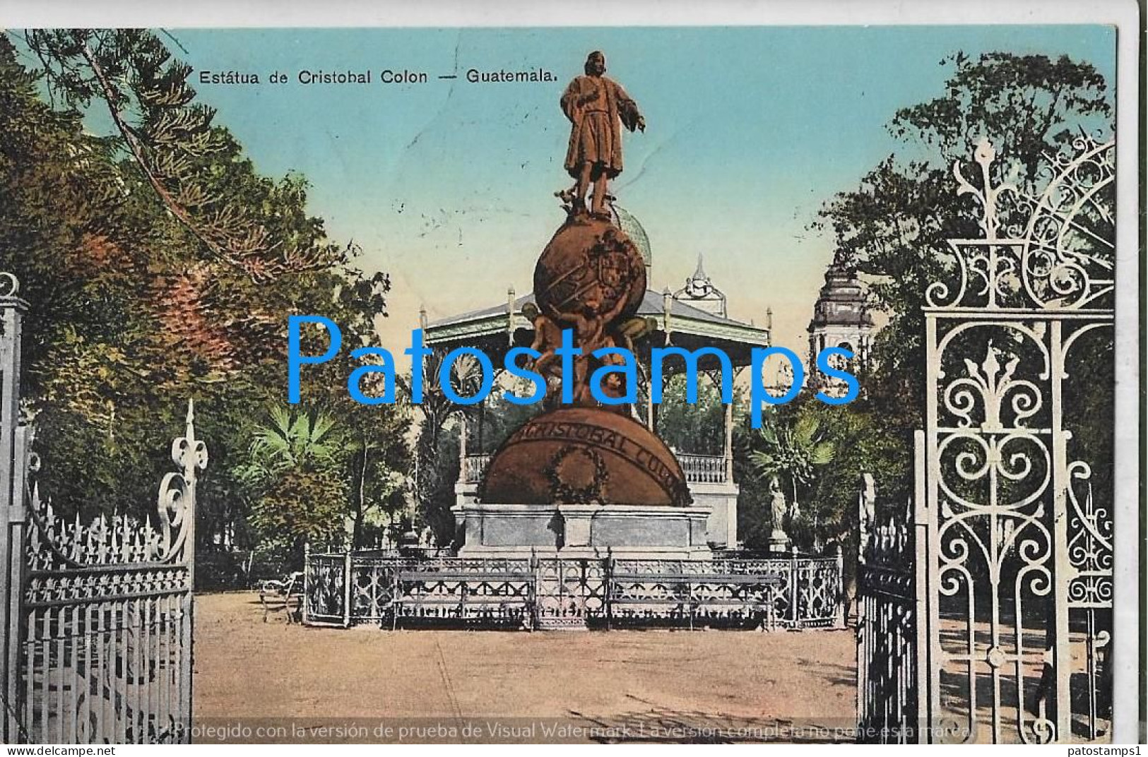 223935 GUATEMALA ESTATUA DE CRISTOBAL COLON CIRCULATED TO ITALY POSTAL POSTCARD - Guatemala