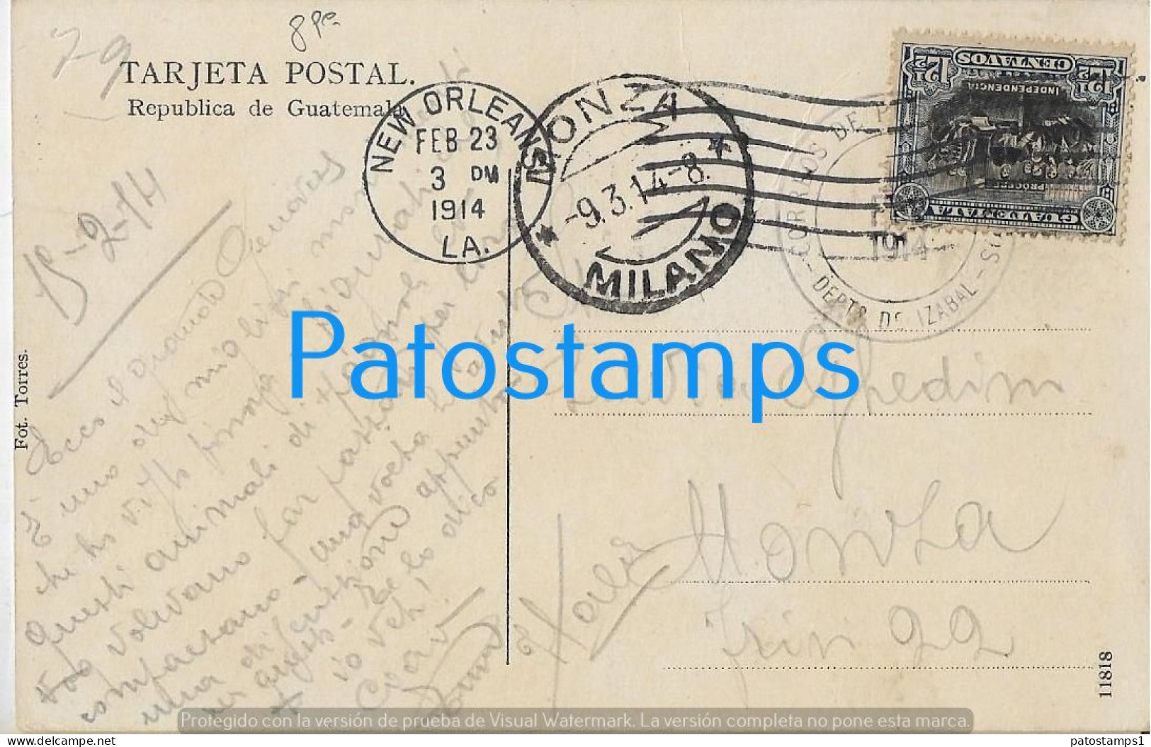 223935 GUATEMALA ESTATUA DE CRISTOBAL COLON CIRCULATED TO ITALY POSTAL POSTCARD - Guatemala