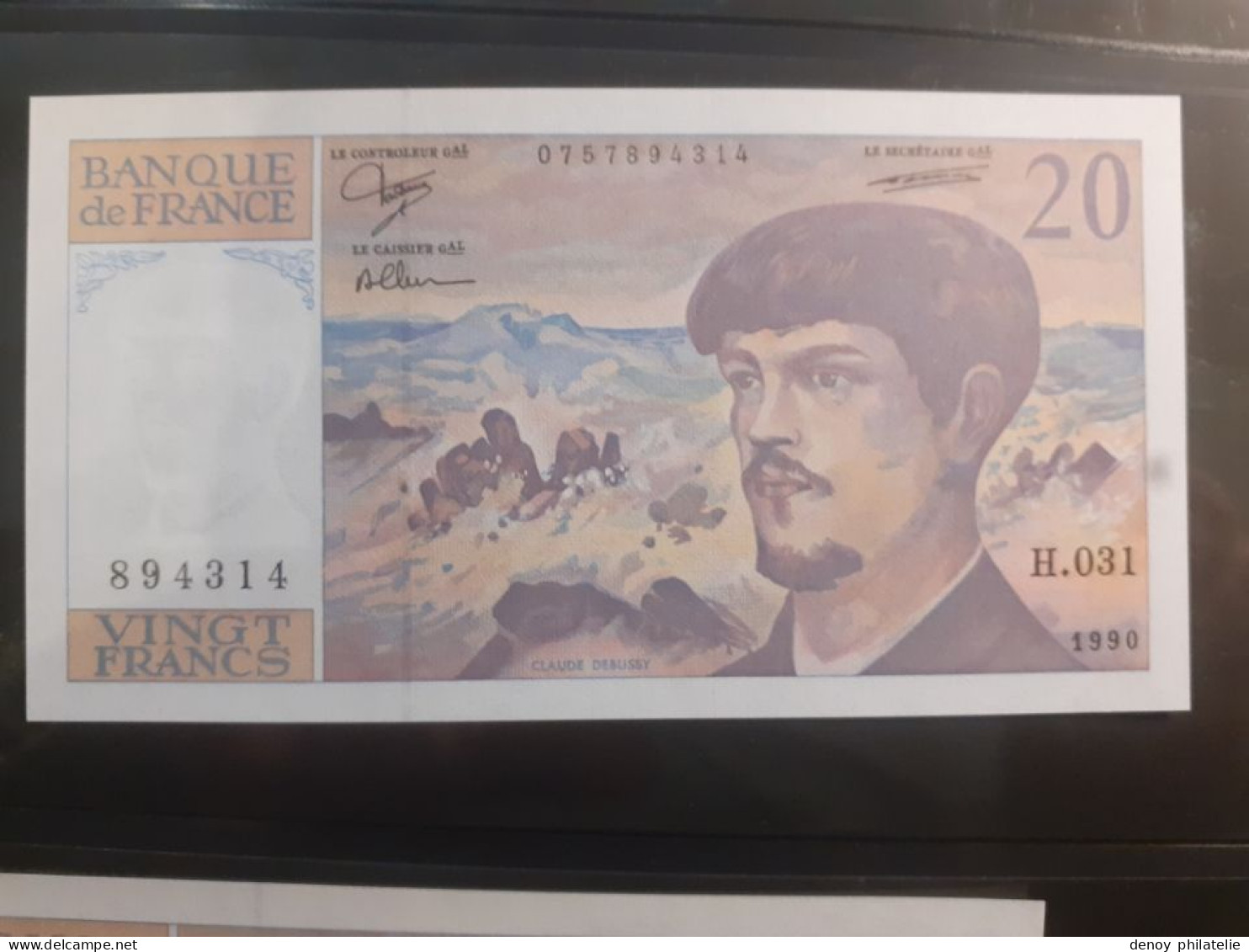 Billet de 20 francs Debussy 1990 alphabet H 31 reference Fayet 66bis 01 31 serie de 3 billets neuf se suivant