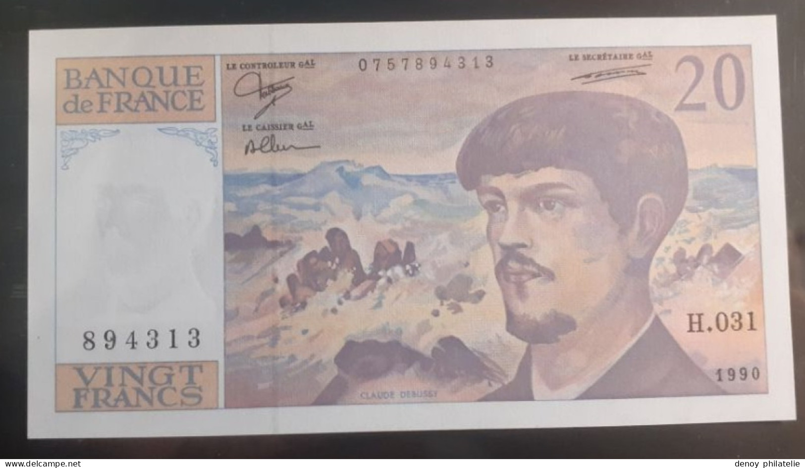 Billet de 20 francs Debussy 1990 alphabet H 31 reference Fayet 66bis 01 31 serie de 3 billets neuf se suivant