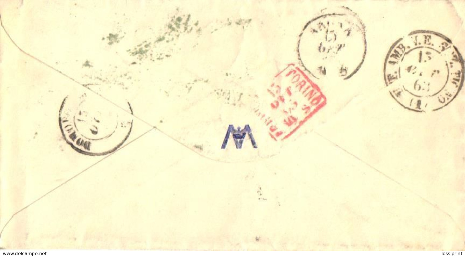 France:Official Cancellations, Postal Cancellation 1865, Torino Cancellation, Cancellation 1863 - Storia Postale