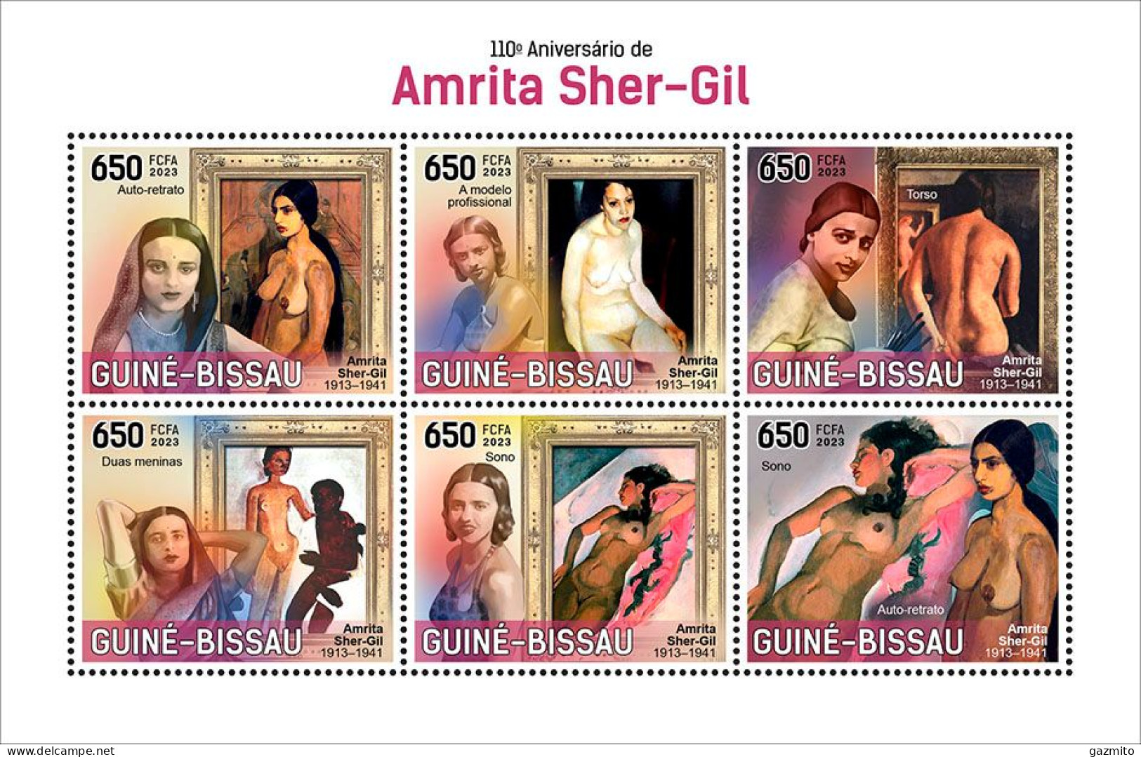 Guinea Bissau 2023, Art, Shergi, Nude, 6val In BF - Desnudos