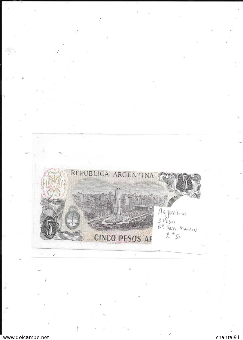 ARGENTINE BILLET 5 PESOS SAN MARTIN - Argentina