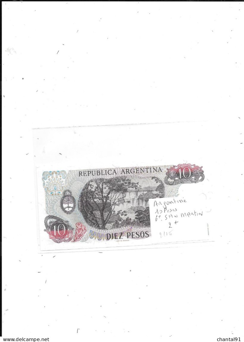 ARGENTINE BILLET 10 PESOS SAN MARTIN - Argentinien