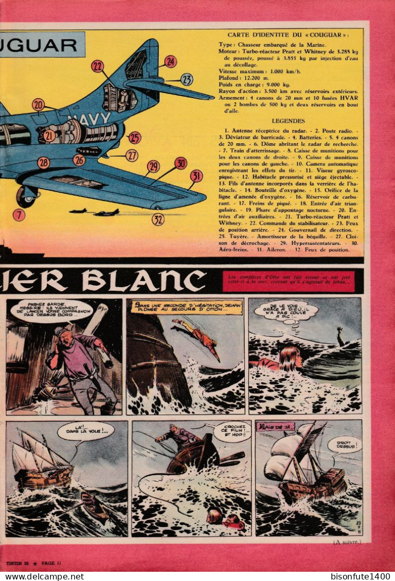 Tintin : Poster Exclusivité Tintin : Le COUGUAR - Double-page Technique Issue Du Journal TINTIN ( Voir Ph. ). - Other Plans
