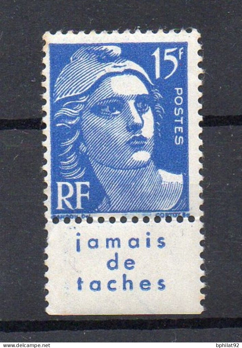 !!! 15F MARIANNE DE GANDON AVEC BANDE PUB JAMAIS DE TACHES NEUVE ** - Unused Stamps