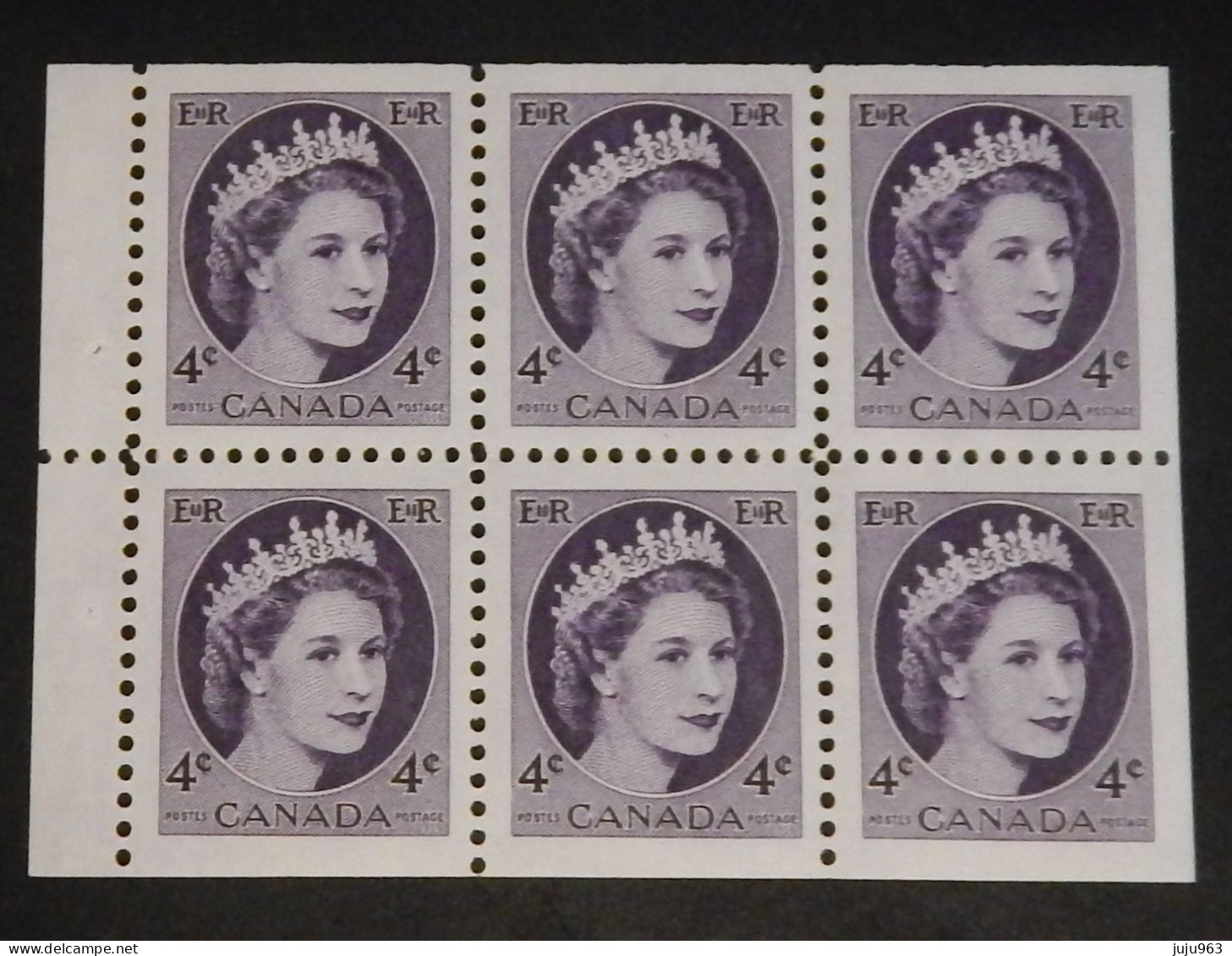 CANADA BLOC DE 6 X YT 270 NEUF**MNH" ELISABETH II" ANNÉE 1954 - Unused Stamps